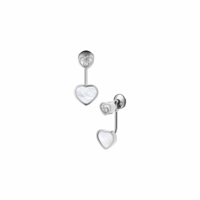 Boucles d'Oreilles Chopard Happy Hearts en or blanc et diamants