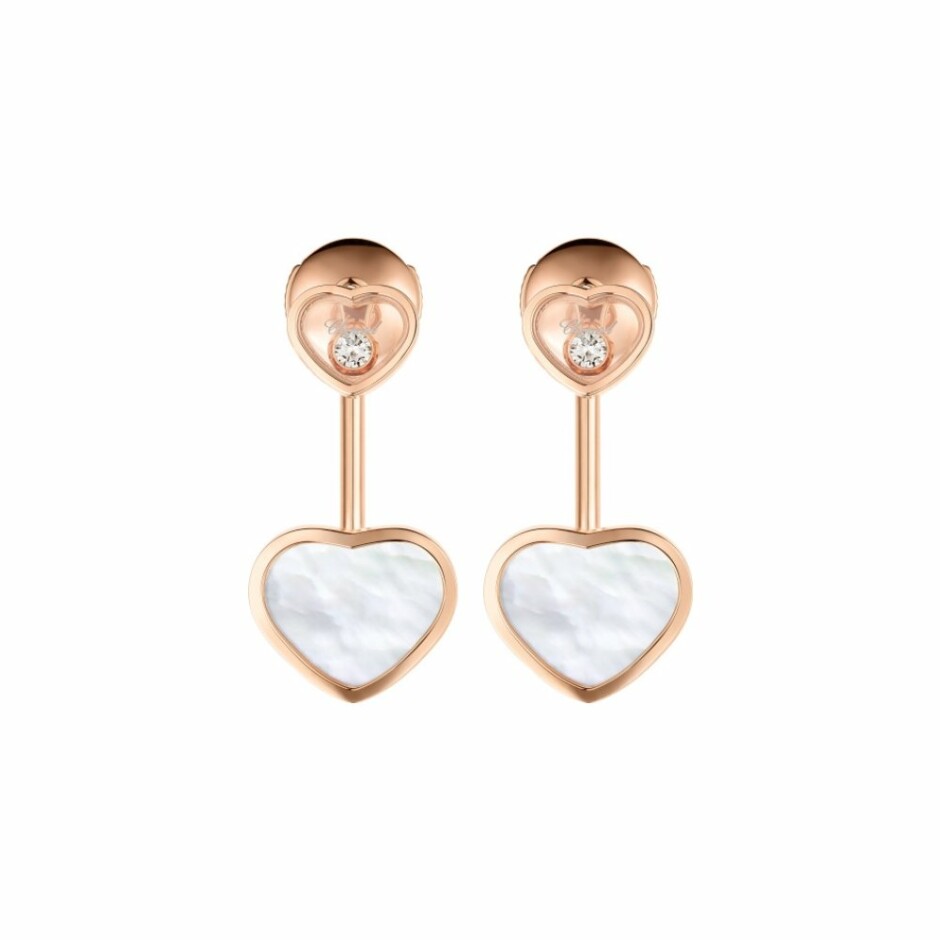 Boucles d'Oreilles Chopard Happy Hearts en or rose et diamants