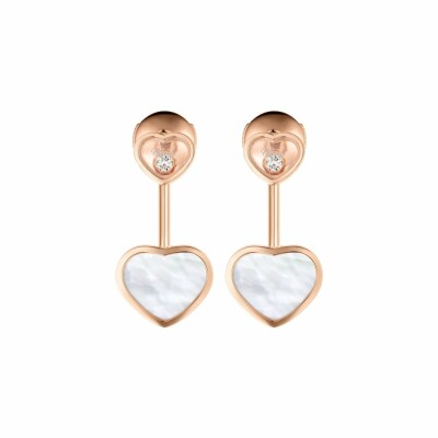 Boucles d'Oreilles Chopard Happy Hearts en or rose et diamants