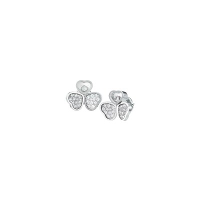 Boucles d'oreilles Chopard Happy Hearts en or blanc et diamants