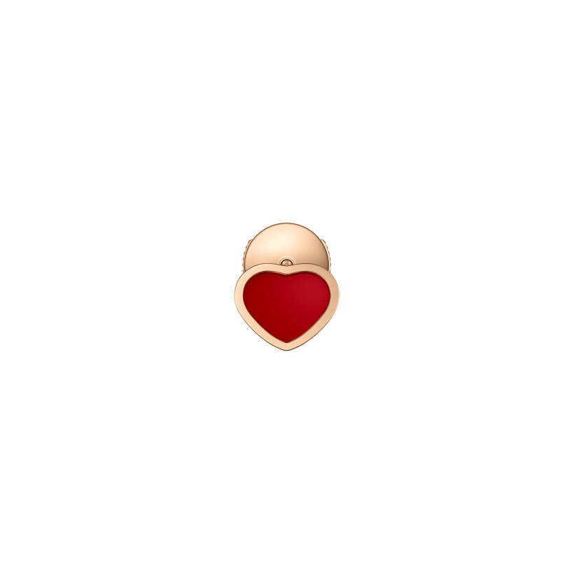 Chopard My Happy Hearts single earring, rose gold and cornelian