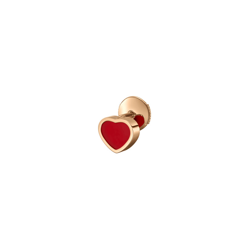 Chopard My Happy Hearts single earring, rose gold and cornelian