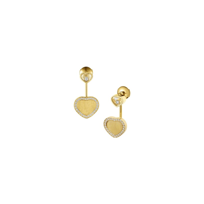 Boucles d'oreilles Chopard Happy Hearts en or jaune et diamants