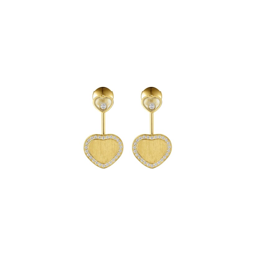 Boucles d'oreilles Chopard Happy Hearts en or jaune et diamants