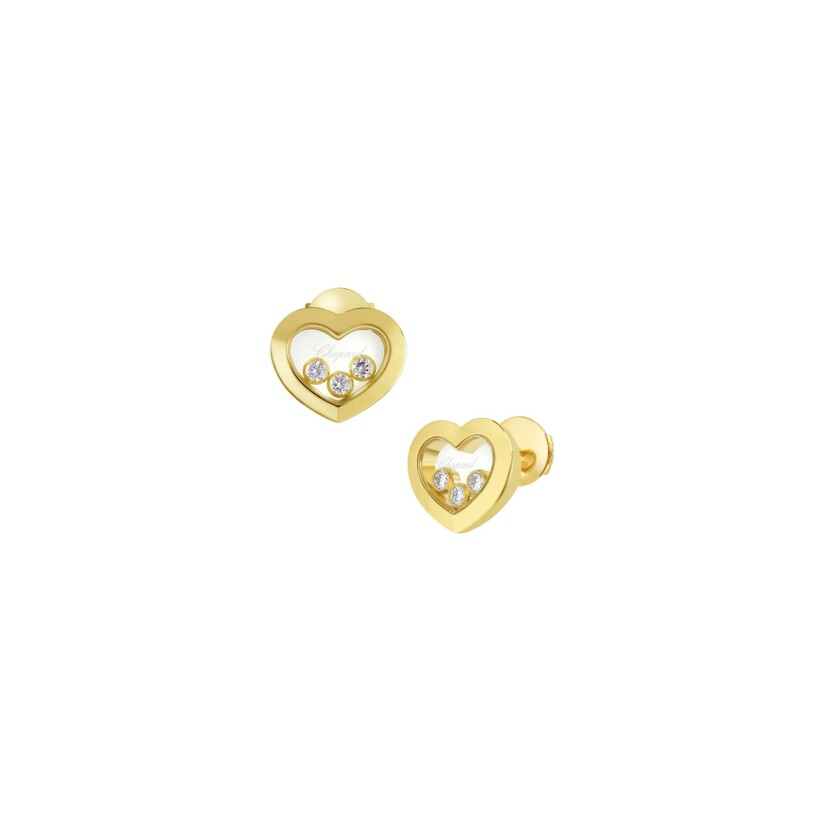 Chopard Happy Diamonds, yellow gold, diamonds earrings