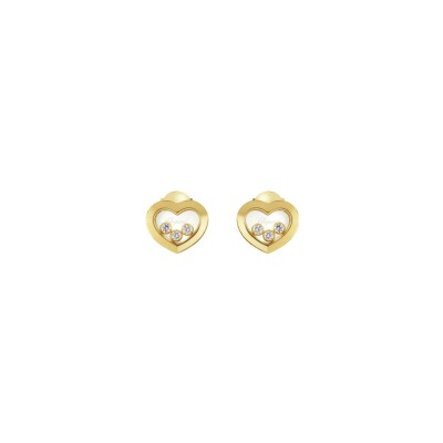 Boucles d'oreilles Chopard Happy Diamonds en or jaune et diamants