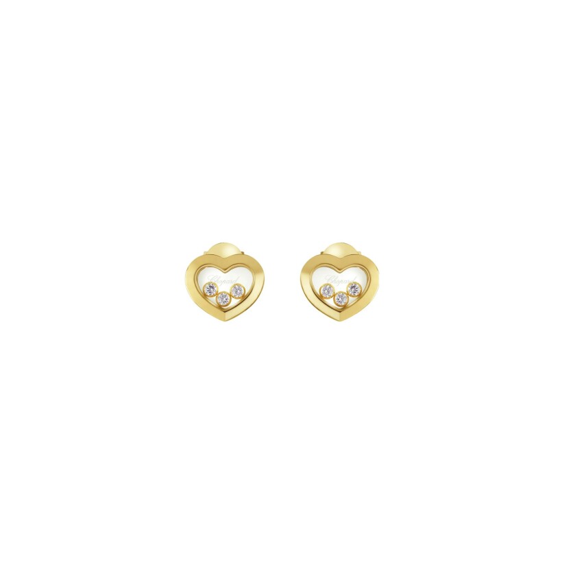 Boucles d'oreilles Chopard Happy Diamonds en or jaune et diamants