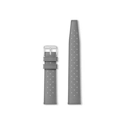 Bracelet montre Rochet Tropic en caoutchouc mat gris moyen, anse d'clic - 18mm