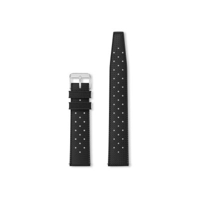 Bracelet montre Rochet Tropic en caoutchouc mat noir, anse d'clic - 20mm