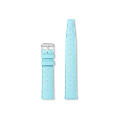 Bracelet montre Rochet Tropic en caoutchouc mat bleu ciel, anse d'clic - 18mm