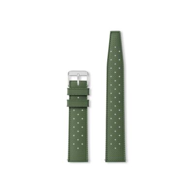 Bracelet montre Rochet Tropic en caoutchouc mat kaki, anse d'clic - 20mm