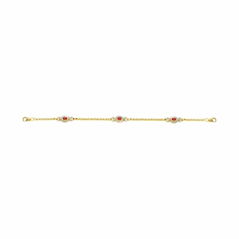 Bracelet en or jaune et rubis de 0.69ct, 18cm