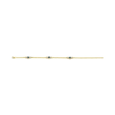 Bracelet en or jaune et saphir, taille 18cm