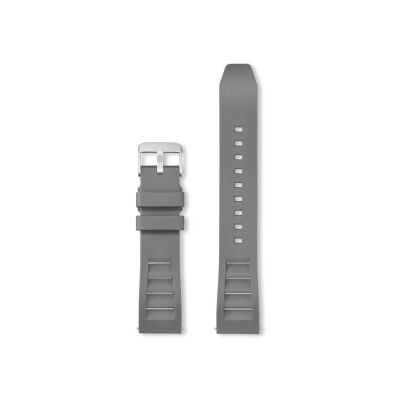 Bracelet montre Rochet Shark en caoutchouc mat gris moyen, anse d'clic - 22mm