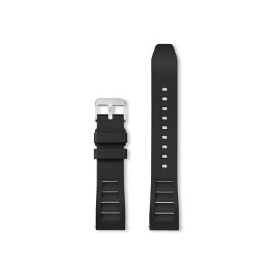 Bracelet montre Rochet Shark en caoutchouc mat noir, anse d'clic - 22mm