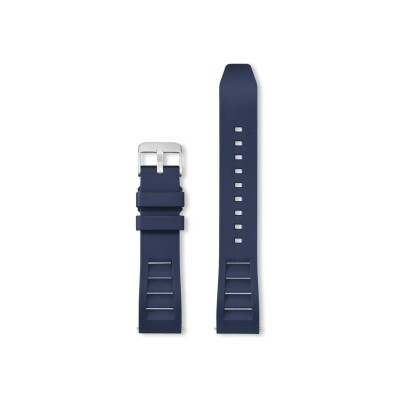 Bracelet montre Rochet Shark en caoutchouc mat marine, anse d'clic - 22mm