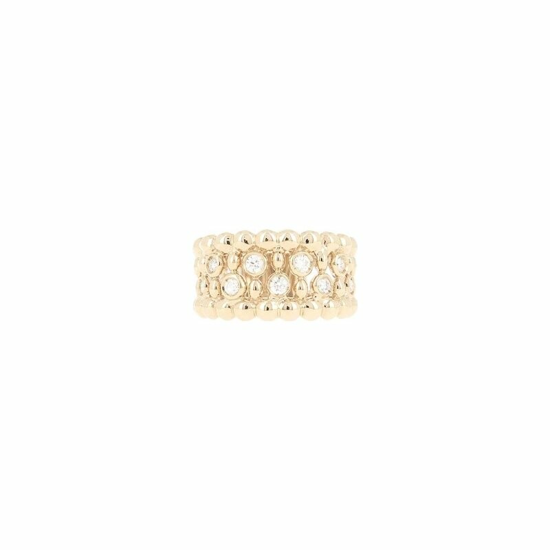 Les Perlées ring, in pink gold and diamonds
