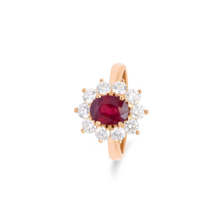 Bague Daisy en or jaune, rubis et diamants