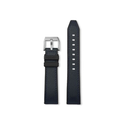 Bracelet montre Rochet Torino en caoutchouc et cuir grain saffiano satiné marine - 22mm