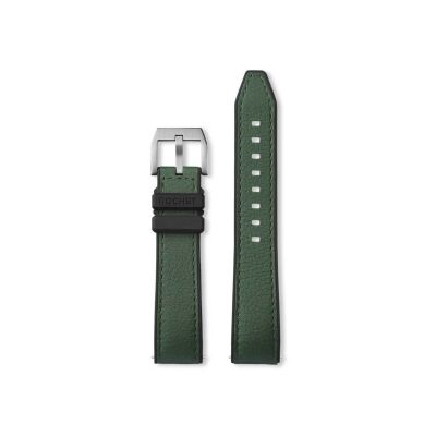 Bracelet montre Rochet Cordoba en caoutchouc et cuir mat vert empire - 22mm