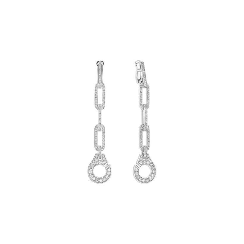 Boucles d'oreilles pendantes Menottes dinh van en or blanc et diamants