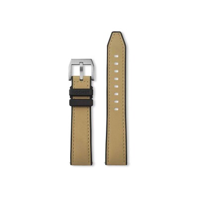 Bracelet montre Rochet Sahara en caoutchouc et cuir mat sable - 20mm