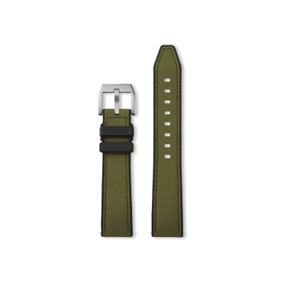 Bracelet montre Rochet Sahara en caoutchouc et cuir mat kaki - 20mm