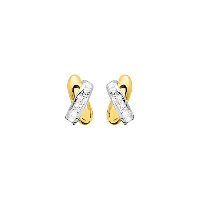 Boucles d'oreilles créoles en or jaune, or blanc