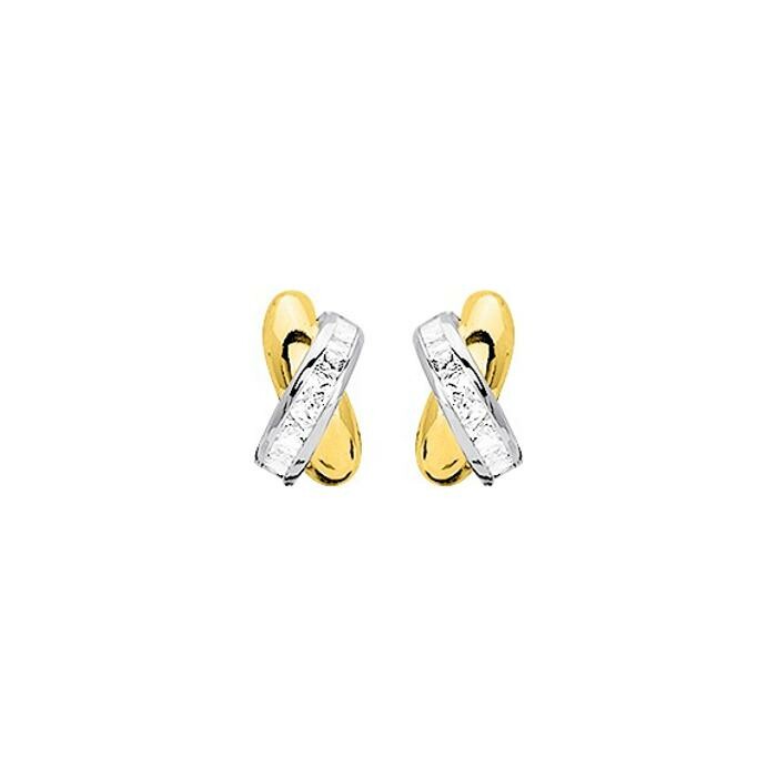 Boucles d'oreilles créoles en or jaune, or blanc