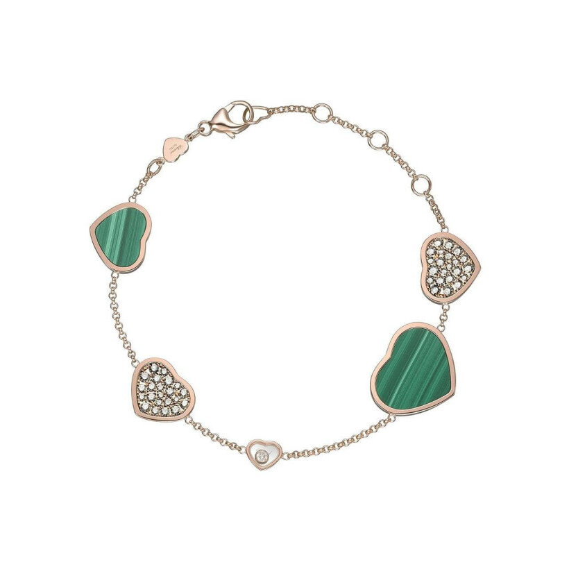 Chopard Happy Hearts bracelet, rose gold, diamond, malachite