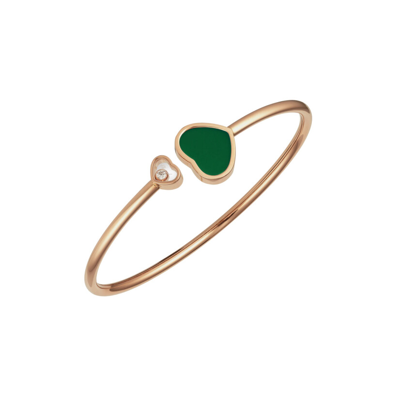 Chopard Happy Hearts bracelet, rose gold, diamond, green agate, size S
