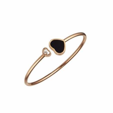 Chopard Happy Hearts bangle bracelet, rose gold, black onyx, diamond, size S