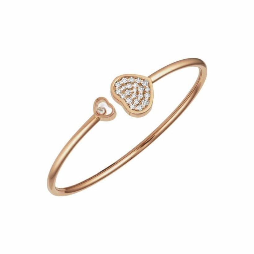 Bracelet Chopard Happy Hearts en or rose et diamants, taille S