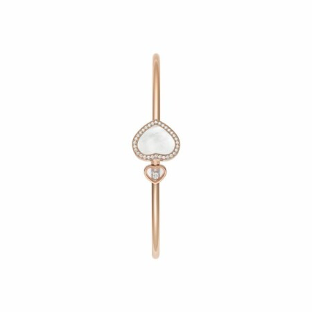 Chopard Happy Hearts bangle bracelet, rose gold, diamonds, mother-of-pearl, M size