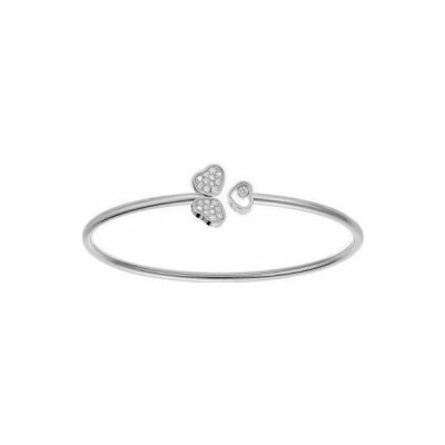 Bracelet jonc Chopard Happy Hearts Wings en or blanc et diamants