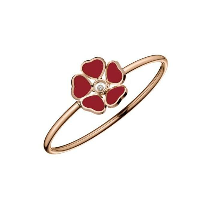 Bracelet Chopard Happy Hearts Flowers en or rose et diamant