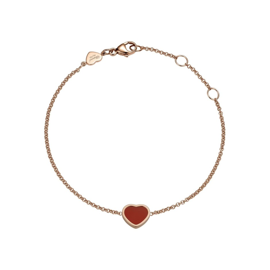 Bracelet Chopard My Happy Hearts en or rose et cornaline