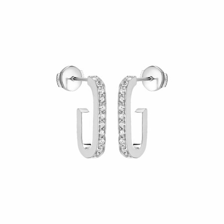 Boucles d'oreilles créoles dinh van Maillon en or blanc et diamants