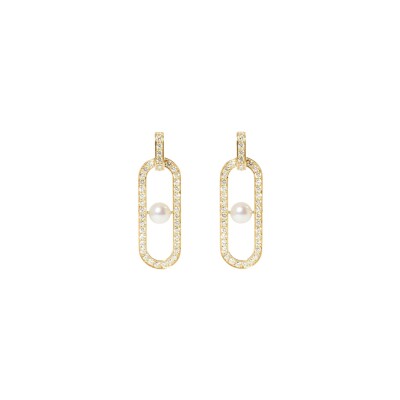 Boucles d'oreilles Dinh Van Maillon Perle en or jaune, perle Akoya et diamant