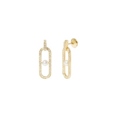 Boucles d'oreilles Dinh Van Maillon Perle en or jaune, perle Akoya et diamant