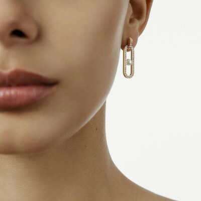 Boucles d'oreilles Dinh Van Maillon Perle en or jaune, perle Akoya et diamant