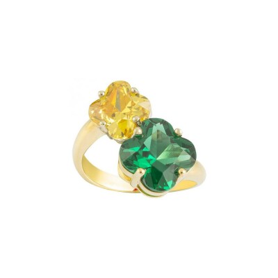 Bague Griffe Rouge en plaqué or et oxyde de zirconium taille 54