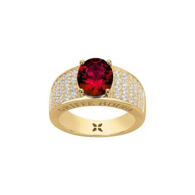 Bague Griffe Rouge en plaqué or et oxyde de zirconium taille 54
