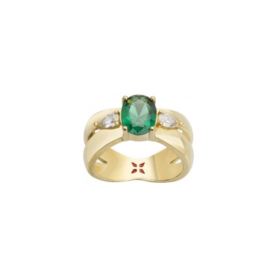 Bagues Griffe Rouge en plaqué or et oxyde de zirconium, taille 56