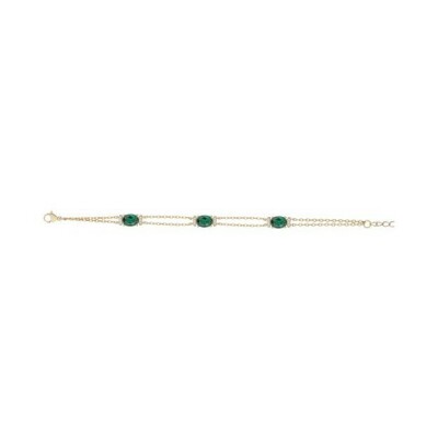 Bracelet Griffe Rouge en plaqué or et oxyde de zirconium blanc et vert