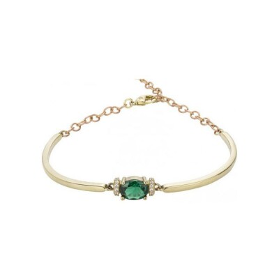 Bracelet Griffe Rouge en plaqué or et oxyde de zirconium blanc et vert