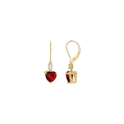 Boucles d'oreilles Griffe Rouge en argent et oxyde de zirconium