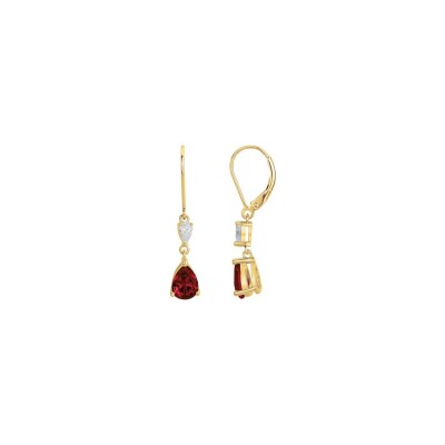 Boucles d'oreilles Griffe Rouge en argent et oxyde de zirconium