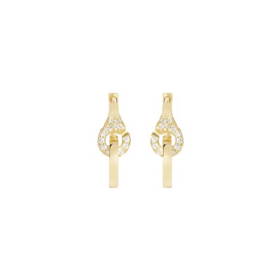 Créoles dinh van Menottes dinh van sculptées demi-pavée en or jaune et diamant