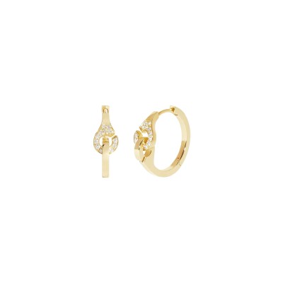Créoles dinh van Menottes dinh van sculptées demi-pavée en or jaune et diamant